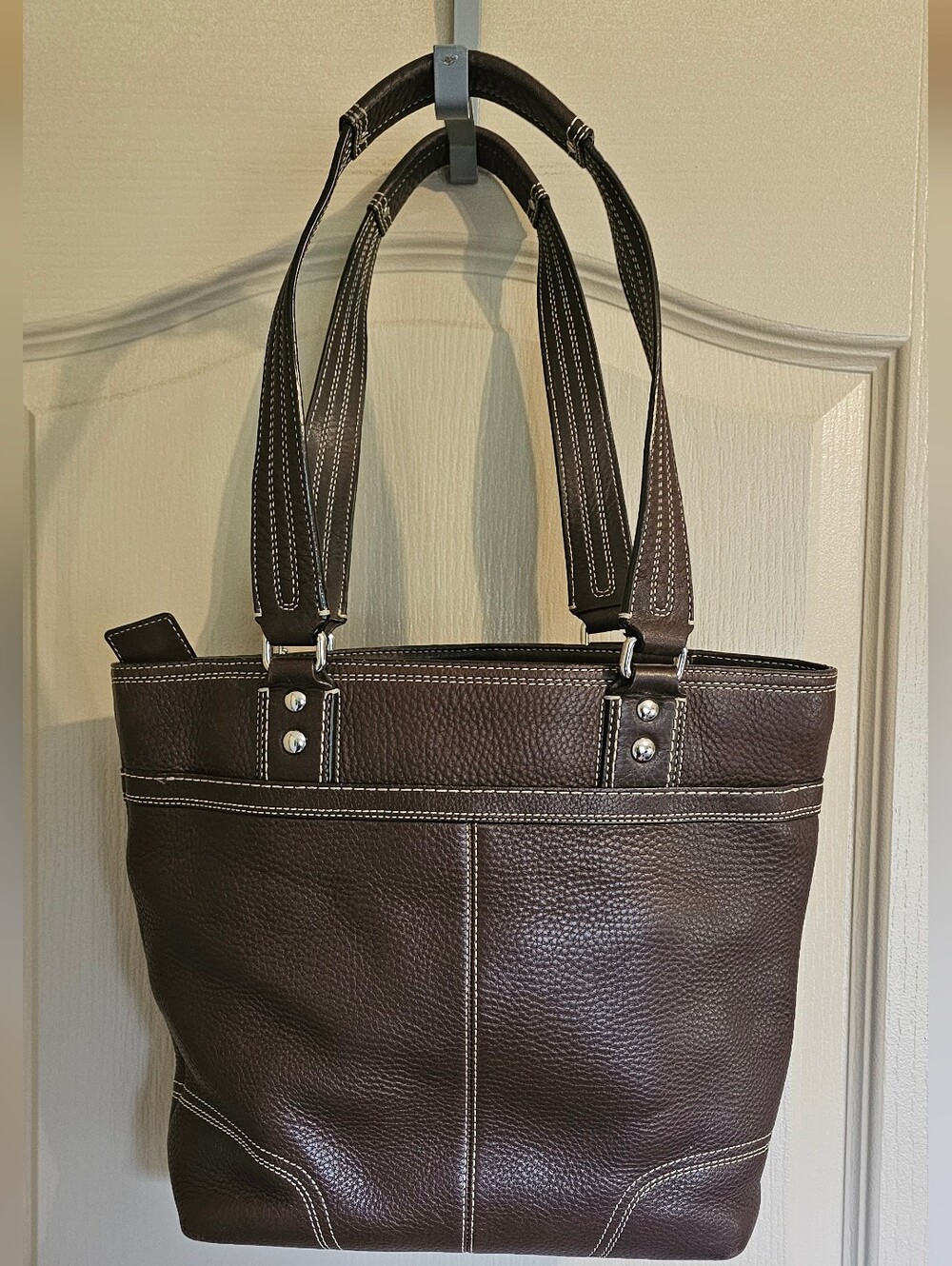 Vintage Coach Hamilton Hampton Legacy Shoulder Tote Dark Brown Pebbled Leather - Picture 4 of 13